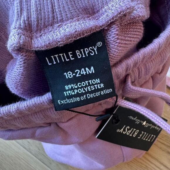 NWT Little Bipsy Toddler Girls Purple Striped Pocket Tee and Shorts - Picture 5 of 6